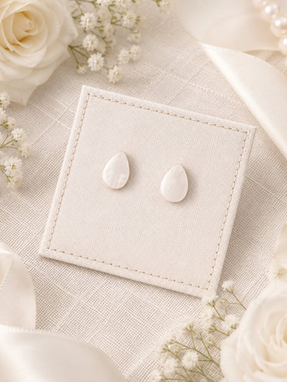 Minimalist Pearl Teardrop Stud Earrings White Bridal Classic Everyday